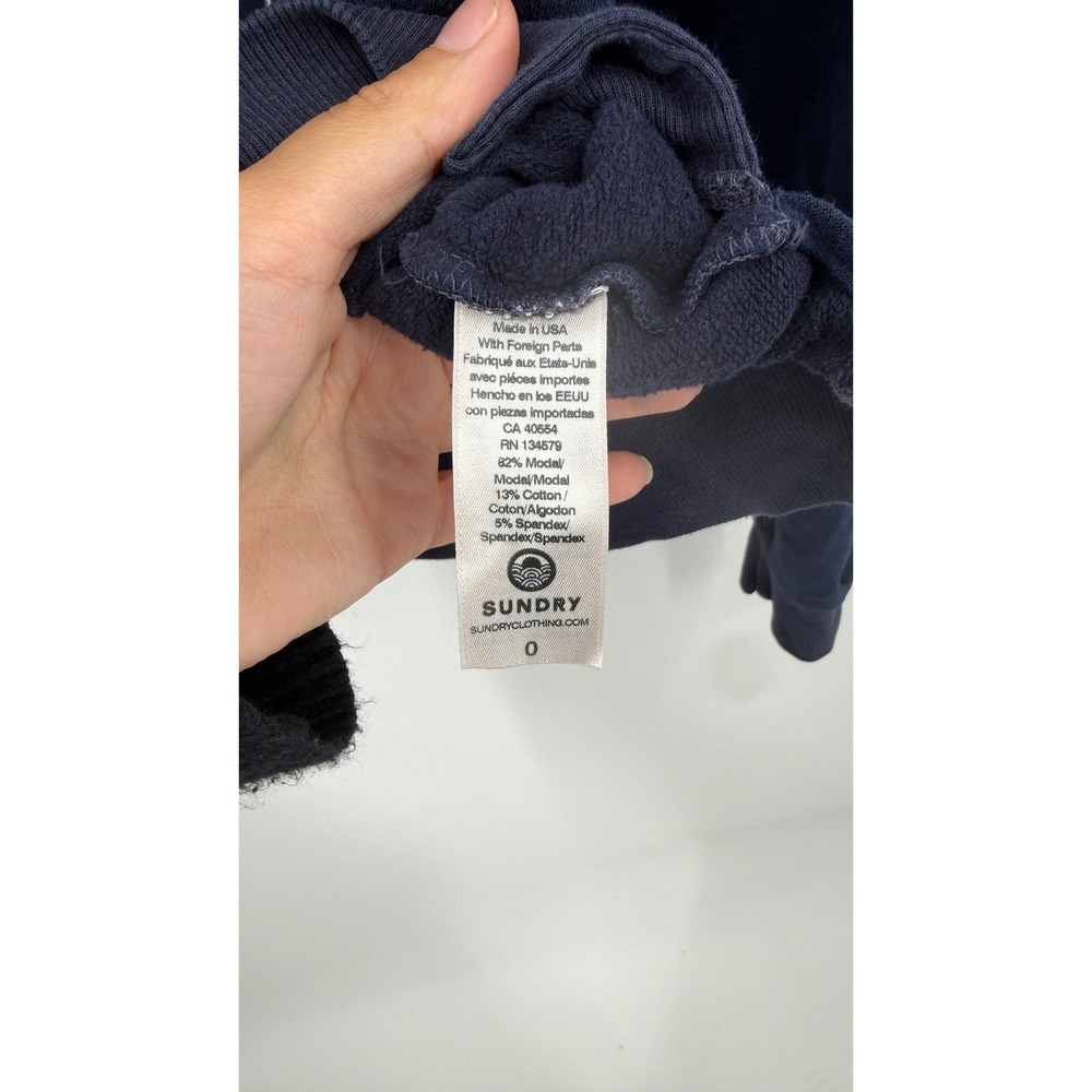 Sundry Womens Navy Blue Zip Up Hoodie Modal Blend Sweatshirt Size 0 - Picture 4 of 4